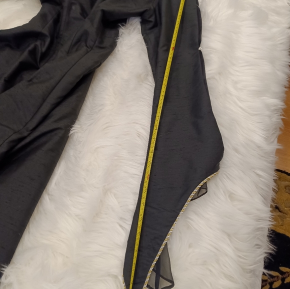 Vintage Couture Craig Signer Black Taffata Silk Gown with Gold Embellishments - Picture 5 of 12